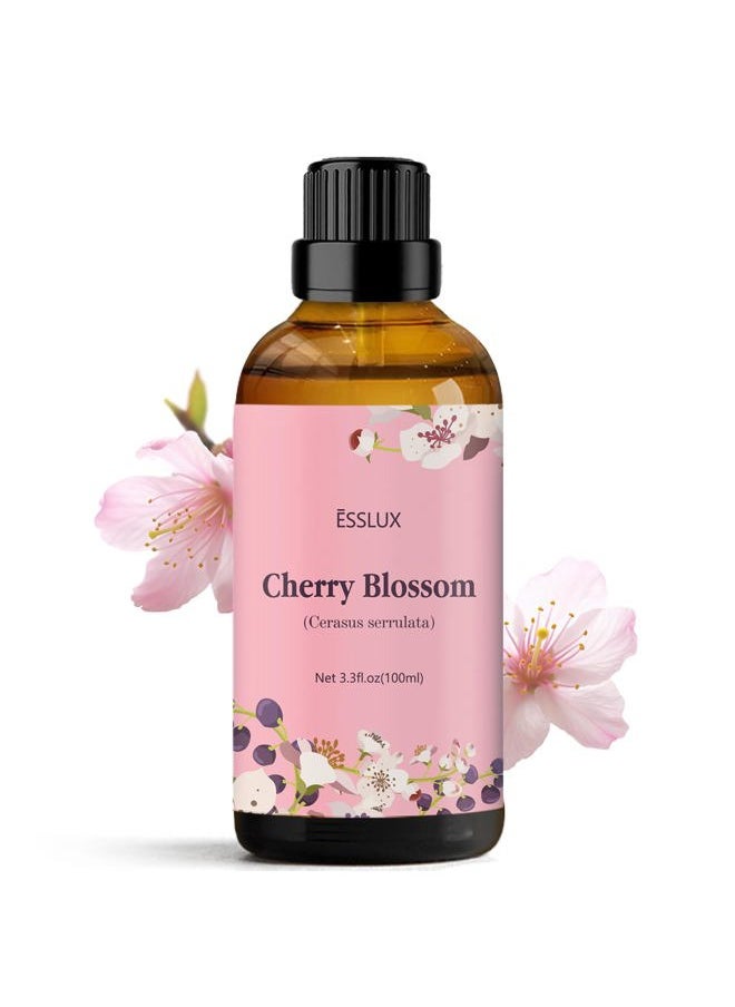 ESSLUX Cherry Blossom Essential Oil 100ml, ESSLUX Aromatherapy Oils for Diffuser, Massage, Soap, Candle Making, Perfume  - Image 1