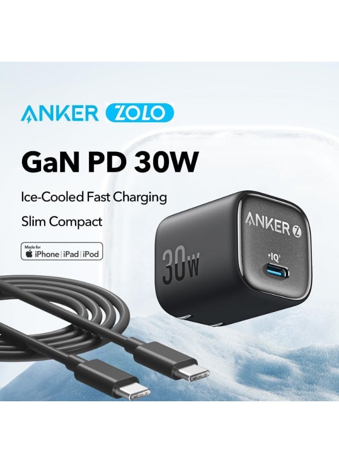 Anker Zolo IQ Compact Charger, 30W USB-C Port with Type-C to Type-C Cable, Enhanced Temperature Control, Compact Size, 3X Faster Charging, Compatible with iPhone, iPad, Samsung, Pixel and More - Image 2