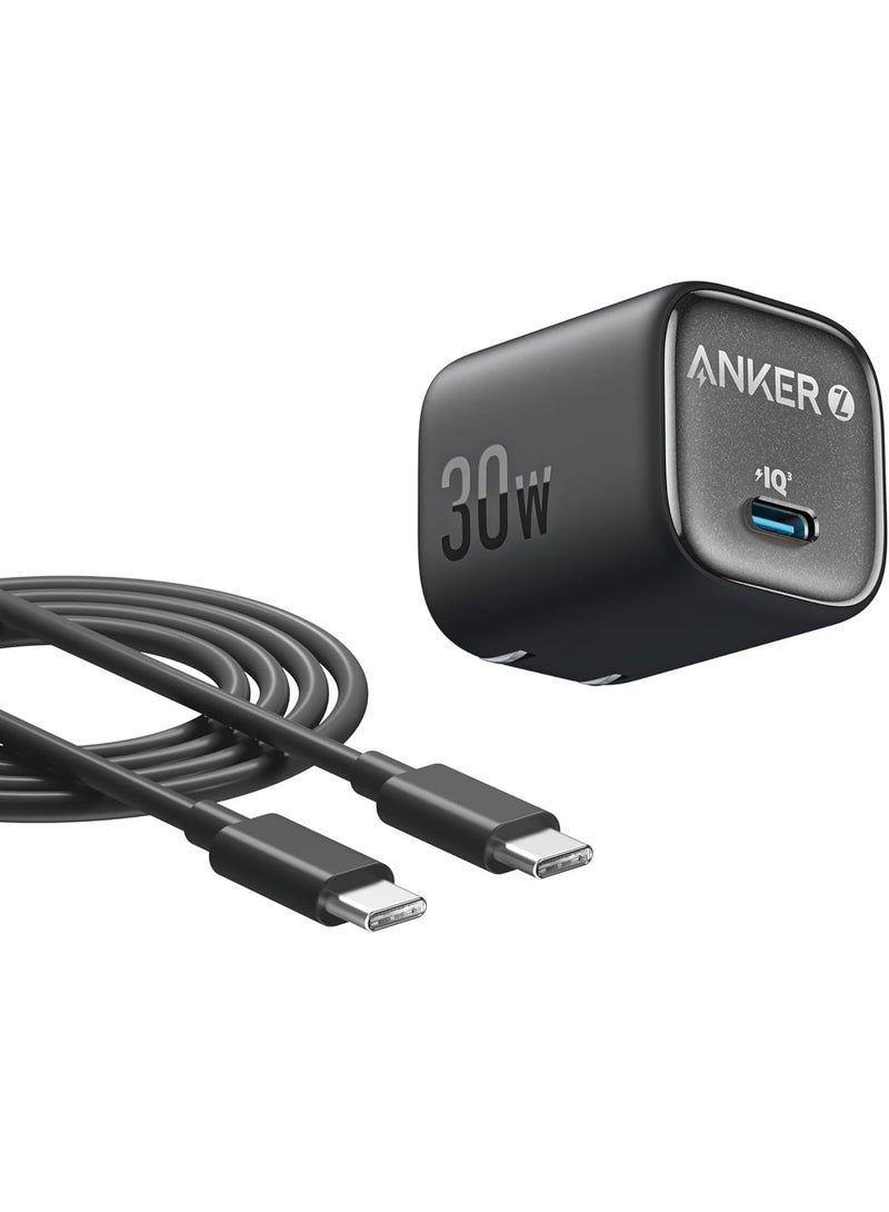 Anker Zolo IQ Compact Charger, 30W USB-C Port with Type-C to Type-C Cable, Enhanced Temperature Control, Compact Size, 3X Faster Charging, Compatible with iPhone, iPad, Samsung, Pixel and More - Image 1