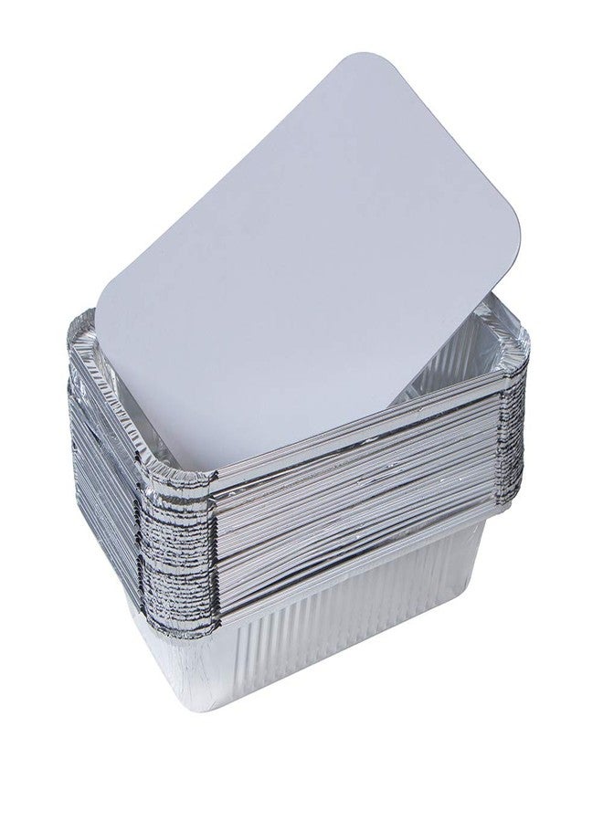 Webake Large Aluminum Foil Tin Pans 9 x 5 inch Disposable Aluminum Foil Take-out Containers 3 Lb Foil Bread Pan Loaf Pans Baking Pans For Cake Toast - Pack of 30 With 12 Lids - Image 1