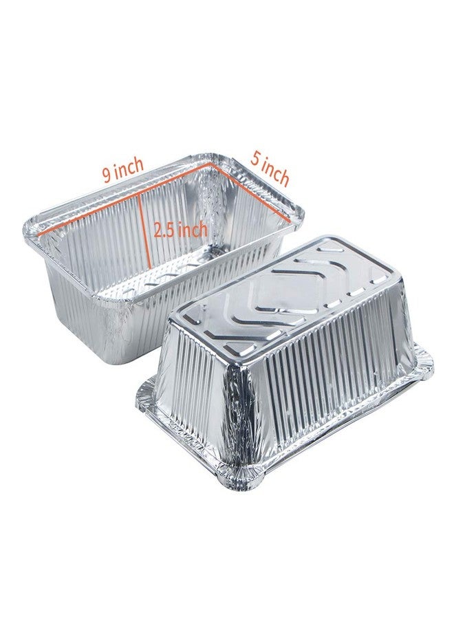 Webake Large Aluminum Foil Tin Pans 9 x 5 inch Disposable Aluminum Foil Take-out Containers 3 Lb Foil Bread Pan Loaf Pans Baking Pans For Cake Toast - Pack of 30 With 12 Lids - Image 2