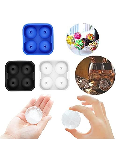 svk dream SVK Dream Ice Cubes Tray, 4 Cubes Round Shaped Ice Maker, Ice Tray Silicone, Ice Mould, Ice Tray, Ice Ball Tray | for Chilling Whiskey, Cocktails, Chocolate Mold, Clear Ice Maker  - Image 4