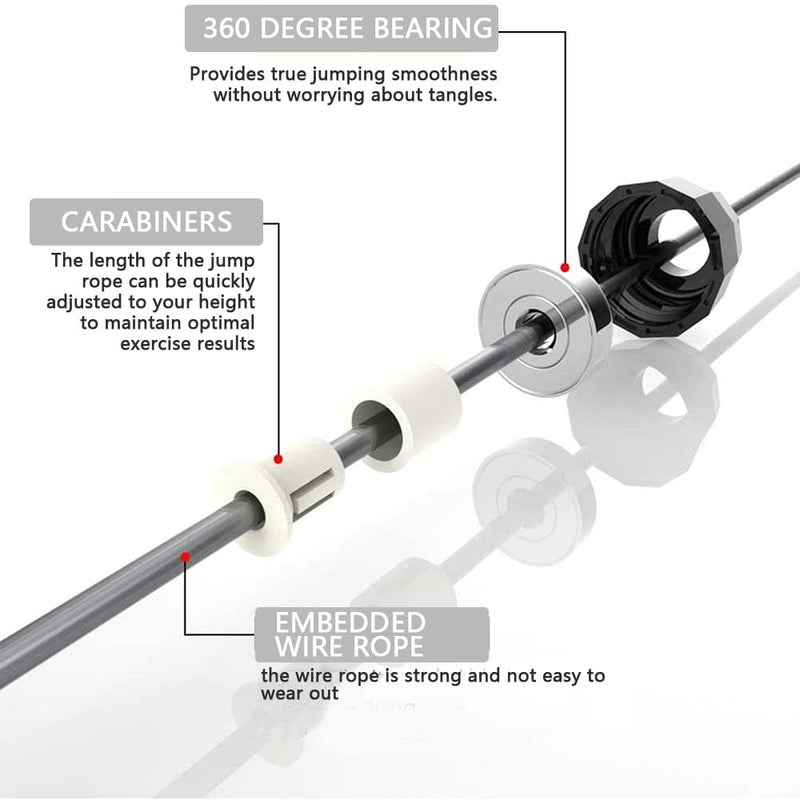 SPLASHGRIP Jump Rope, Adjustable Jump Ropes for Fitness for Women Men and Kids Tangle-Free Rapid Speed Jumping Rope Cable with Ball Bearings Exercise&Slim Body at Home School Gym Black - Image 4