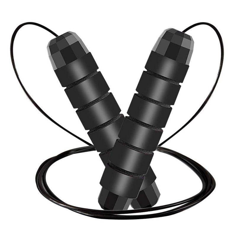 SPLASHGRIP Jump Rope, Adjustable Jump Ropes for Fitness for Women Men and Kids Tangle-Free Rapid Speed Jumping Rope Cable with Ball Bearings Exercise&Slim Body at Home School Gym Black - Image 1