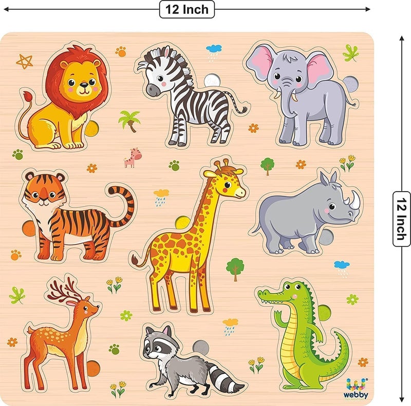 Webby Wooden Animals Montessori Educational Pre-School Puzzle Board Toy For Boys And Girls, Kid - Image 3
