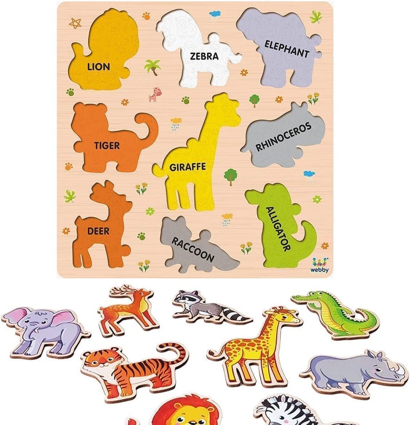 Webby Wooden Animals Montessori Educational Pre-School Puzzle Board Toy For Boys And Girls, Kid - Image 4