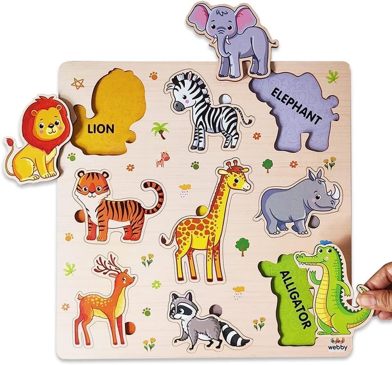 Webby Wooden Animals Montessori Educational Pre-School Puzzle Board Toy For Boys And Girls, Kid - Image 5