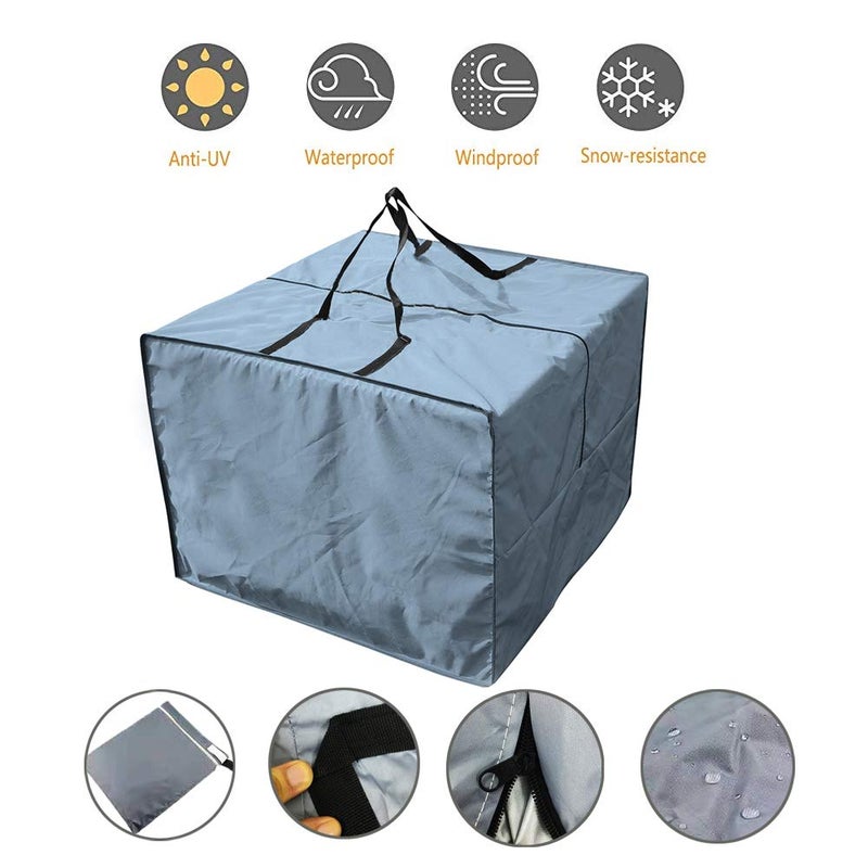 Outdoor Patio Furniture Seat Cushions Storage Bag with Zipper and Handles 32x32x24 Inches Waterproof Gray - Image 3