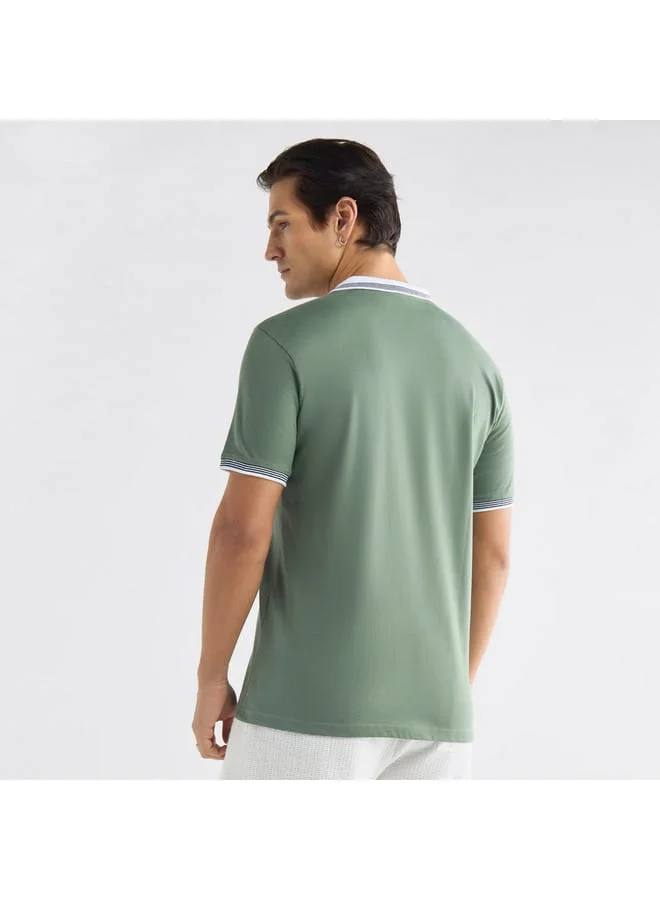 Splash FAV Colourblock Polo T-shirt with Short Sleeves and Button Closure