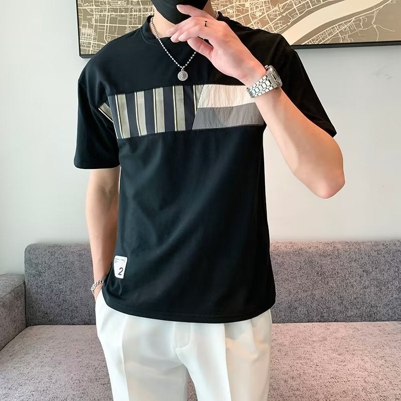 2023 New Summer Men'S Short-Sleeved Round Neck Short-Sleeved Trendy T-Shirt Youth Slim-Fit Handsome Men'S Half-Sleeved Men - Image 4