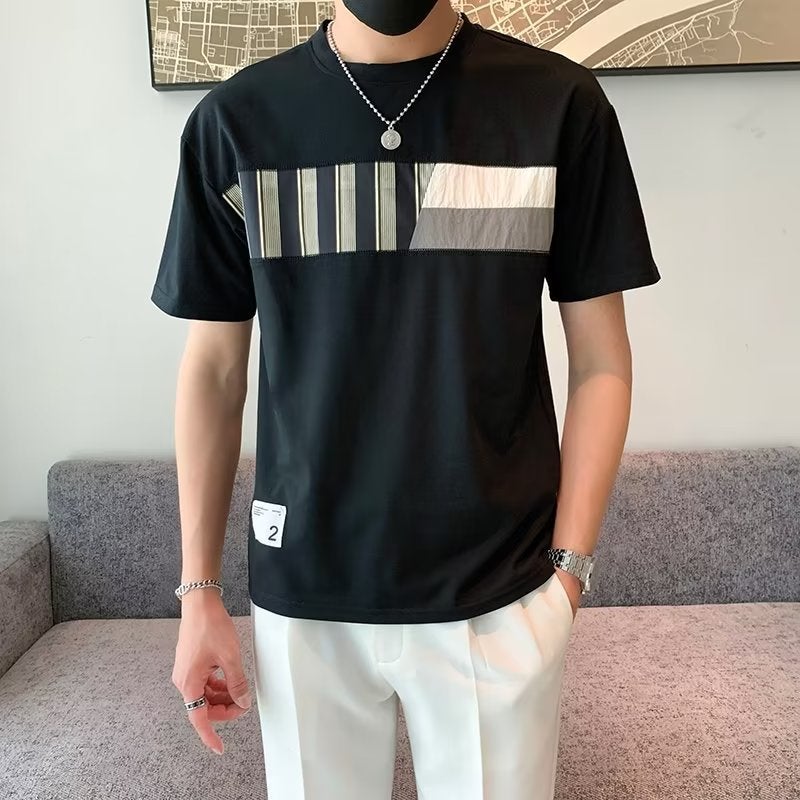 2023 New Summer Men'S Short-Sleeved Round Neck Short-Sleeved Trendy T-Shirt Youth Slim-Fit Handsome Men'S Half-Sleeved Men - Image 5