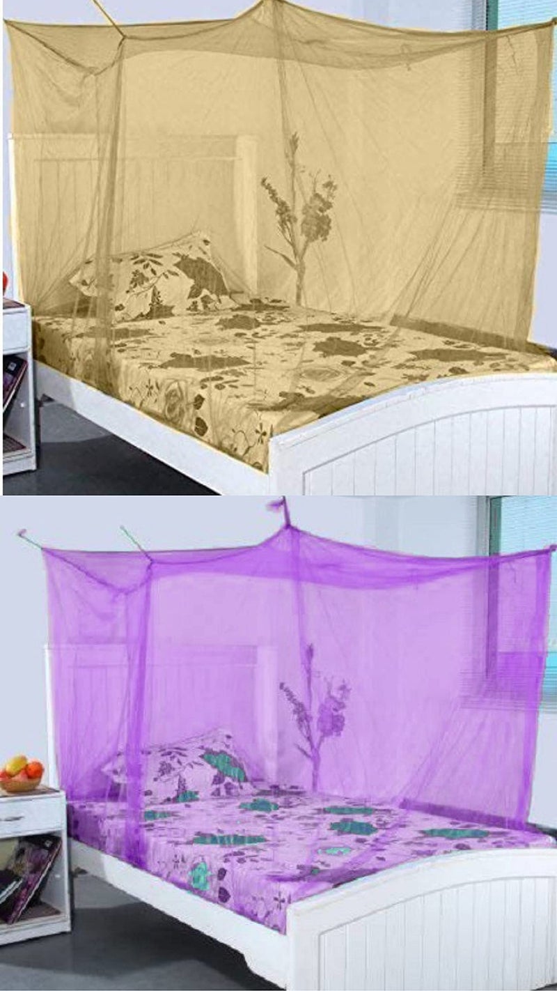 Neekshaa Combo Pack Mosquito Net for Single Bed Nylon Mosquito Net for Baby | Bedroom | Family_Size-6x3 FT_Color-Yellow,Purple - Image 1