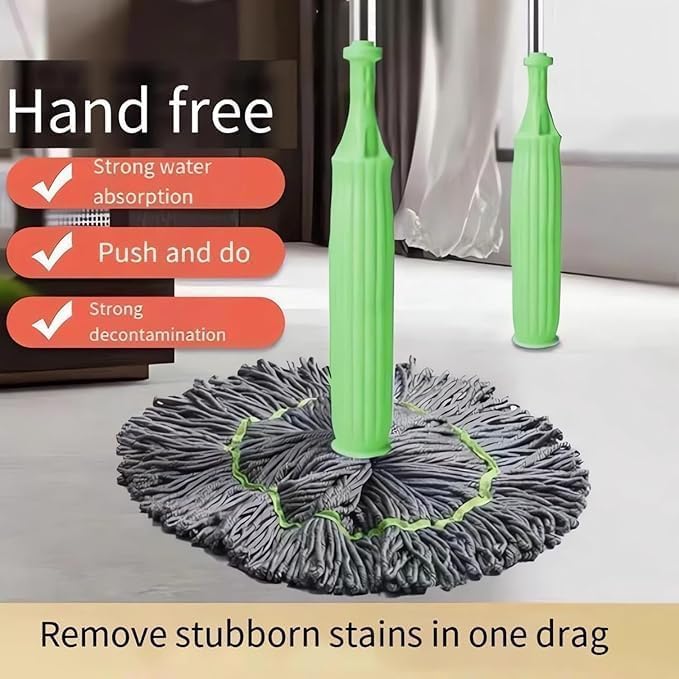 SHREE HANS CREATION ممسحة أرضية مجففة 2 في 1 | ممسحة دوارة قابلة للتعديل 360 درجة | ممسحة عصر ذاتي ملتوية | ممسحة غير خادشة | ممسحة من الألياف الدقيقة للتنظيف الجاف والرطب، ممسحة ماصة للماء لأرضية الحمام - Image 2