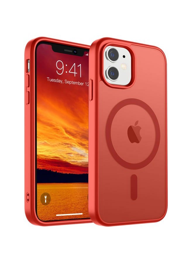 SUPFINE Magnetic for iPhone 11 Phone Case (Compatible with MagSafe) (Military Grade Drop Protection) Slim Translucent Matte Shockproof Phone Cover,Red - Image 1