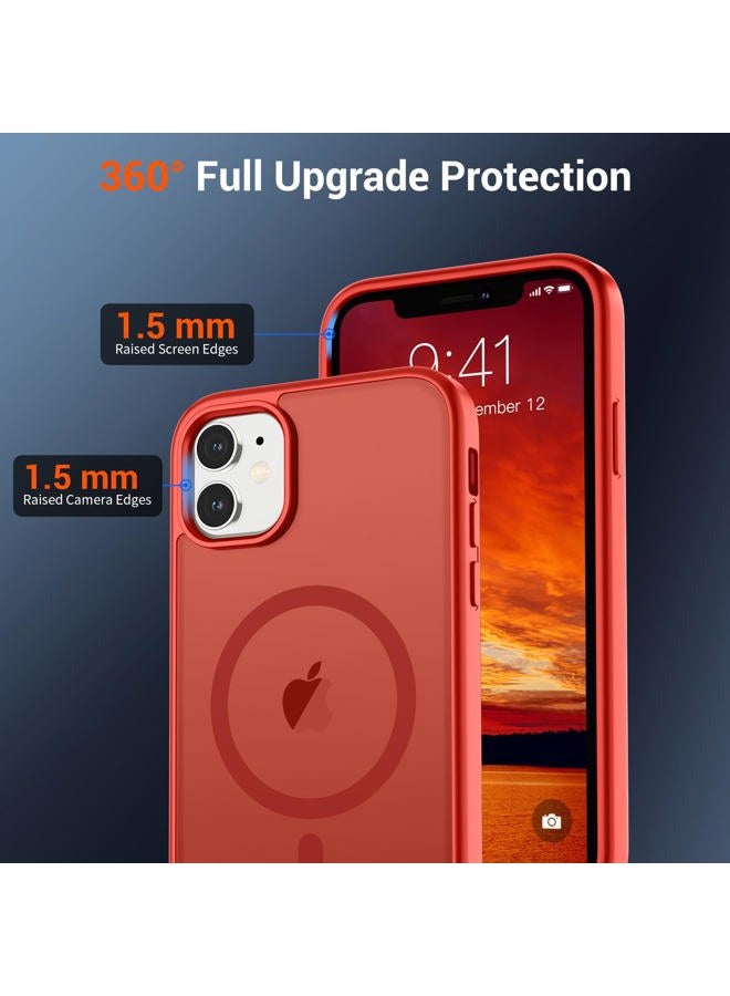 SUPFINE Magnetic for iPhone 11 Phone Case (Compatible with MagSafe) (Military Grade Drop Protection) Slim Translucent Matte Shockproof Phone Cover,Red - Image 4