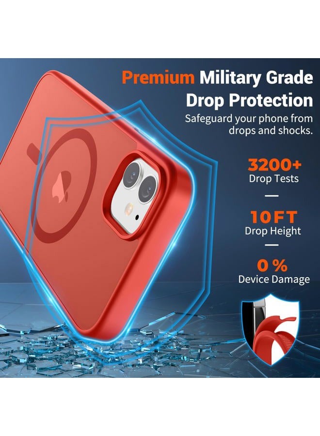 SUPFINE Magnetic for iPhone 11 Phone Case (Compatible with MagSafe) (Military Grade Drop Protection) Slim Translucent Matte Shockproof Phone Cover,Red - Image 3
