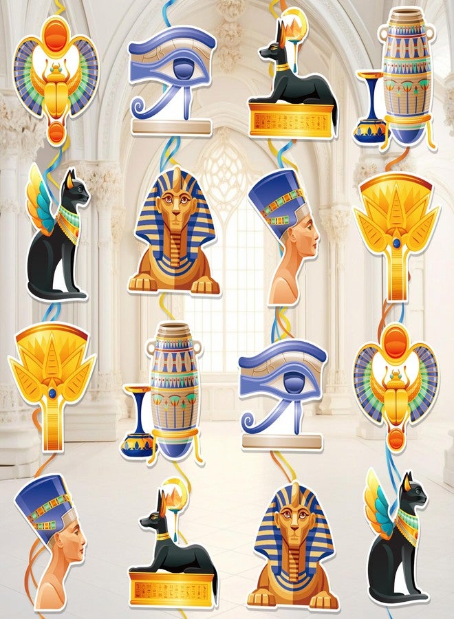 Lide Road 30Pcs Egyptian Hanging Swirl Decorations Egypt Pyramid Theme Ceiling Whirl Hanging Decorations Mummies and Sphinx Ceiling Swirls Egypt Pyramid Party Decoration for Egyptian Party Decor - Image 1