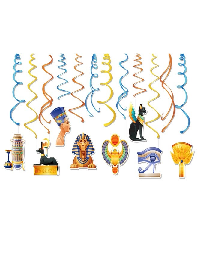 Lide Road 30Pcs Egyptian Hanging Swirl Decorations Egypt Pyramid Theme Ceiling Whirl Hanging Decorations Mummies and Sphinx Ceiling Swirls Egypt Pyramid Party Decoration for Egyptian Party Decor - Image 5