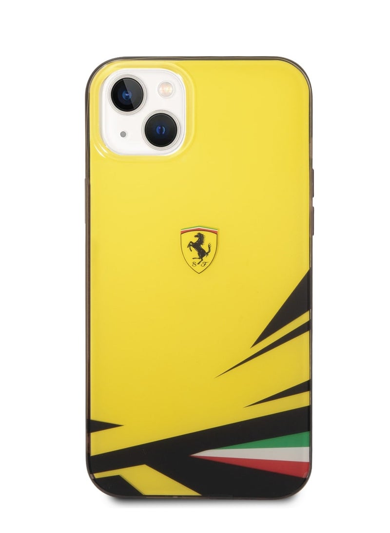 Ferrari iPhone 14 Plus Case PC/TPU Back Cover with Double Layer Print / Lifted Ring Case / Double Layer Grass Print / Slim Profile / Easy Snap-On / Drop & Bumper Protection - Yellow - Image 1