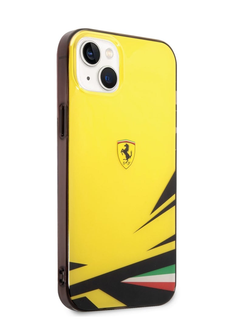 Ferrari iPhone 14 Plus Case PC/TPU Back Cover with Double Layer Print / Lifted Ring Case / Double Layer Grass Print / Slim Profile / Easy Snap-On / Drop & Bumper Protection - Yellow - Image 2