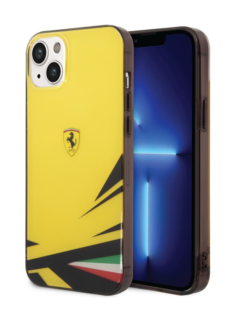 Ferrari iPhone 14 Plus Case PC/TPU Back Cover with Double Layer Print / Lifted Ring Case / Double Layer Grass Print / Slim Profile / Easy Snap-On / Drop & Bumper Protection - Yellow - Image 5