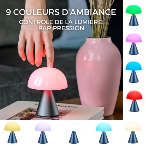 Lexon Mina M Mushroom Lamp - Portable Bedside Light for Bedrooms, Kids & Nursery - 9 LED Color Rechargeable Table Lamp with 24h Light & Dimmer, Medium - Orange - Image 3