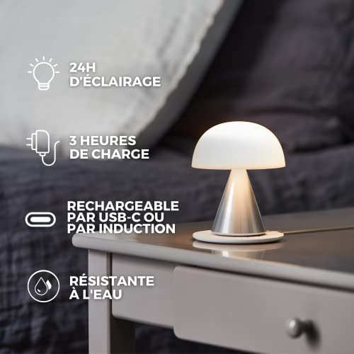 Lexon Mina M Mushroom Lamp - Portable Bedside Light for Bedrooms, Kids & Nursery - 9 LED Color Rechargeable Table Lamp with 24h Light & Dimmer, Medium - Orange - Image 4