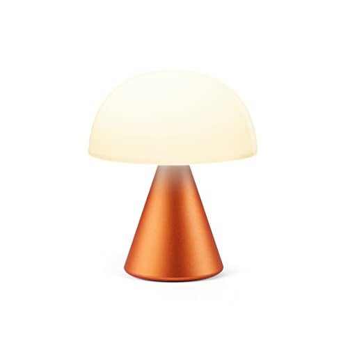 Lexon Mina M Mushroom Lamp - Portable Bedside Light for Bedrooms, Kids & Nursery - 9 LED Color Rechargeable Table Lamp with 24h Light & Dimmer, Medium - Orange - Image 1