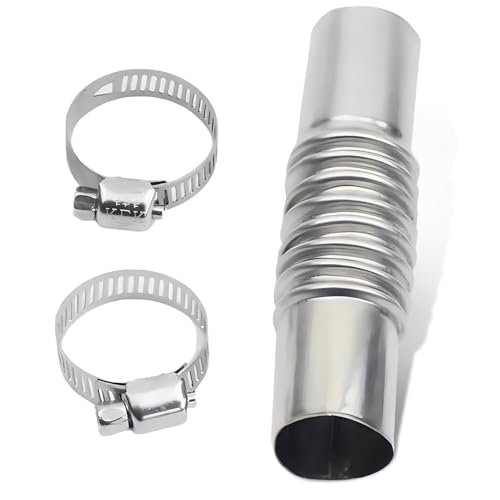 MOXRUQ Diesel Heater Exhaust Pipe 24mm Exhaust Pipe Connector with 2 Clamps Stainless Steel Parking Air Heater Exhaust Pipe Tube Connector Silver - Image 1