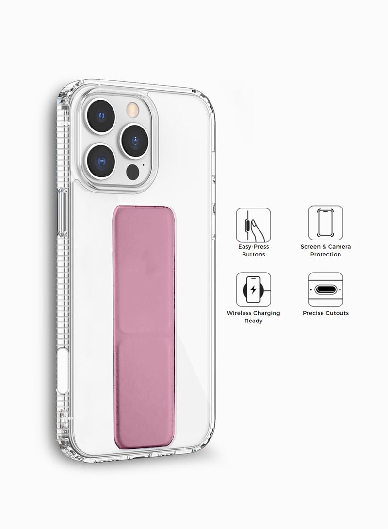 Wtech Apple iPhone 16 Pro 2024 TPU Hand Grip Air Pillow Case Cover - Clear/Pink - Image 2
