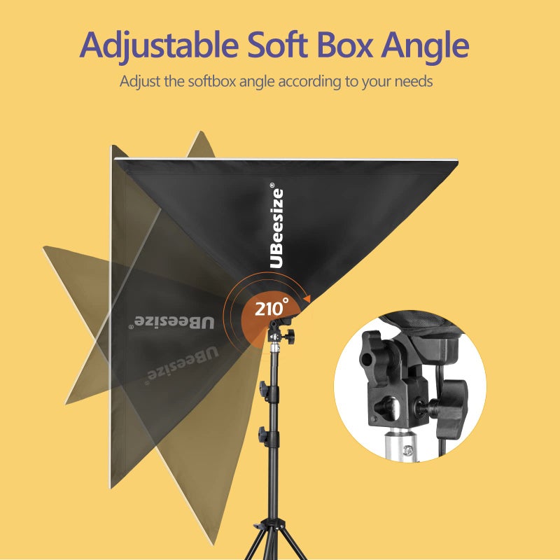 UBeesize Softbox Photography Lighting Kit, 27â€ x 20â€ Continuous Lighting Kit with 2pcs 40W E27 Socket 6500K Bulbs, Professional Photo Studio Lighting for Video Recording, Portrait Shooting - Image 5