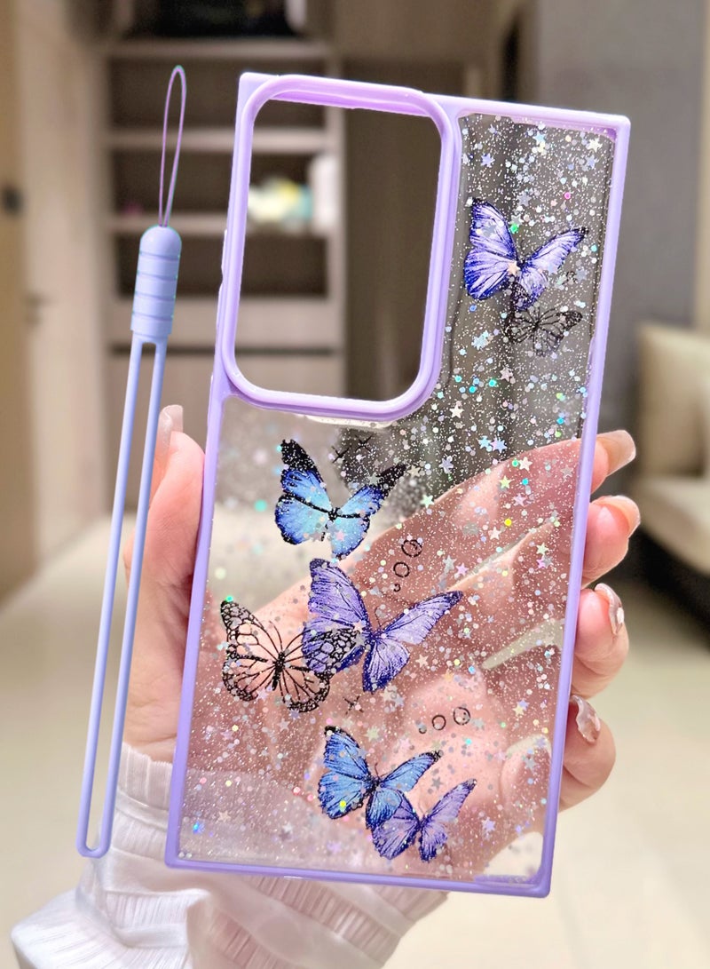 ايكارلوس جراب لهاتف Samsung Galaxy S25 Ultra 5G جراب هاتف لامع لطيف مع فراشة ناعمة من مادة TPU شفافة لامعة - Image 1