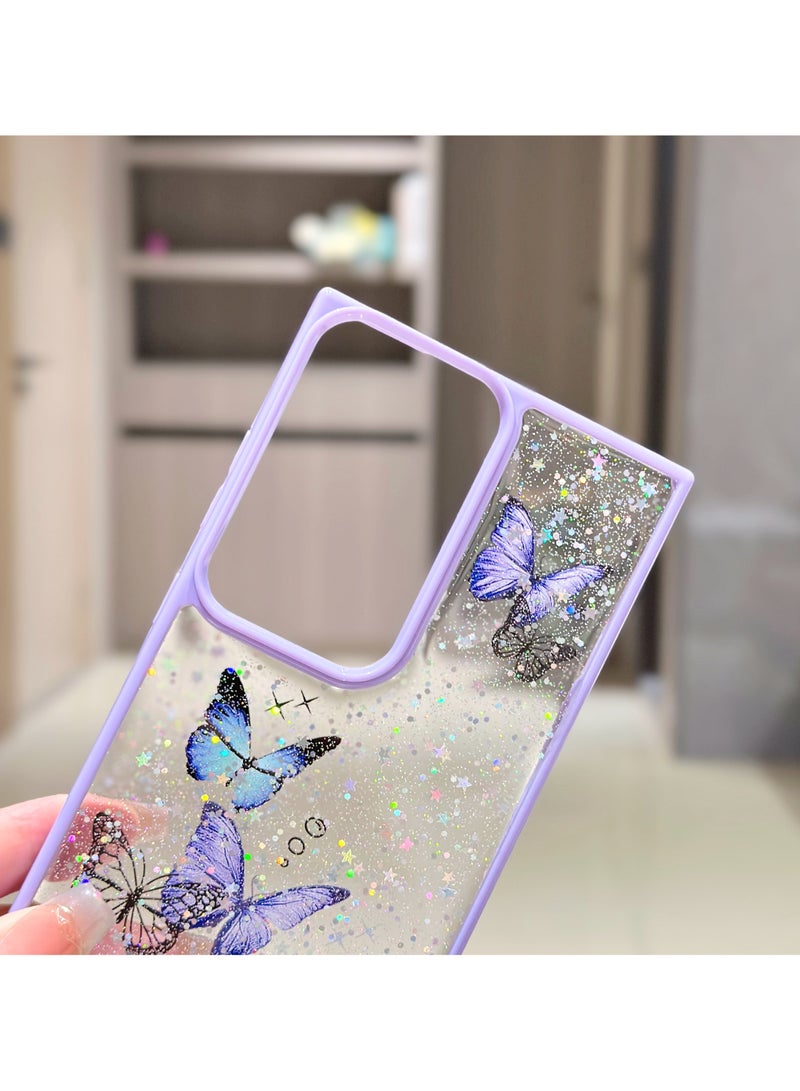 ايكارلوس جراب لهاتف Samsung Galaxy S25 Ultra 5G جراب هاتف لامع لطيف مع فراشة ناعمة من مادة TPU شفافة لامعة - Image 2