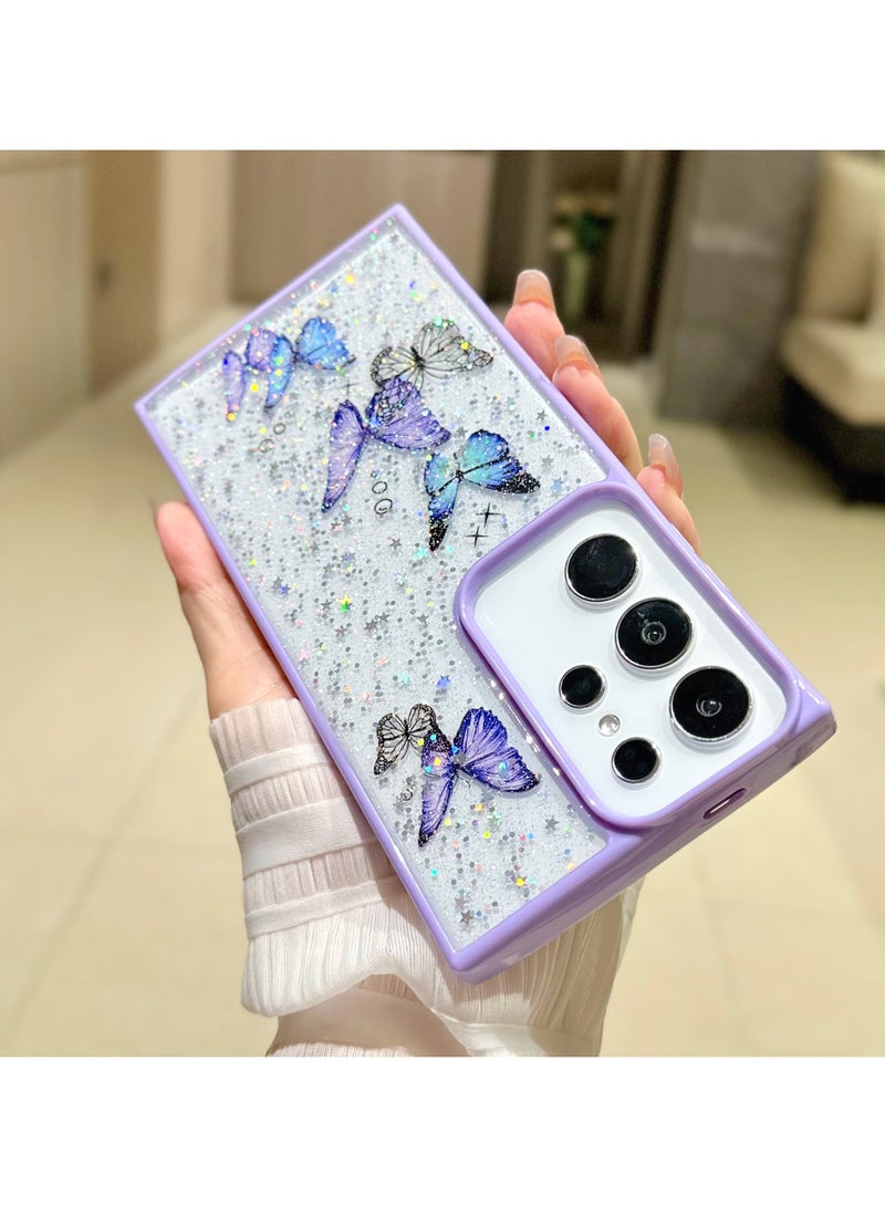 ايكارلوس جراب لهاتف Samsung Galaxy S25 Ultra 5G جراب هاتف لامع لطيف مع فراشة ناعمة من مادة TPU شفافة لامعة - Image 4