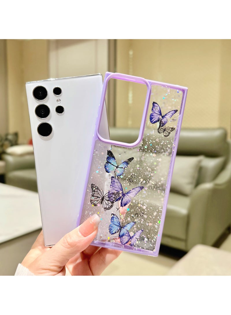 ايكارلوس جراب لهاتف Samsung Galaxy S25 Ultra 5G جراب هاتف لامع لطيف مع فراشة ناعمة من مادة TPU شفافة لامعة - Image 5