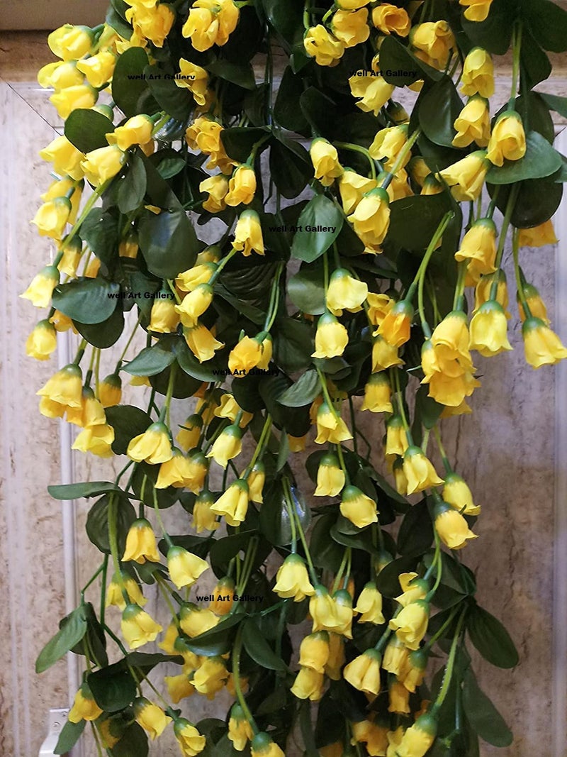 Well Art Gallery Well Art Gallery Artificial Rose Flower Hanging for Home Office Wedding Temple Special Occasion Decoration Size60 20 10 Yellow  - Image 3