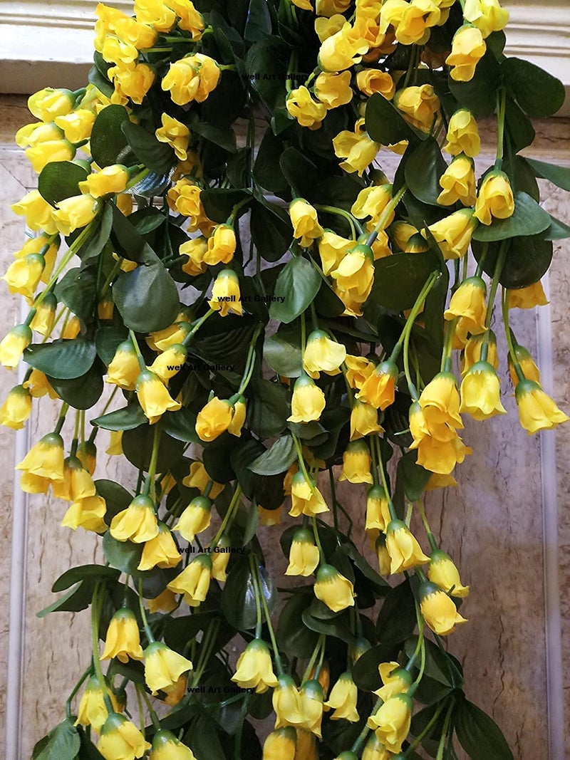 Well Art Gallery Well Art Gallery Artificial Rose Flower Hanging for Home Office Wedding Temple Special Occasion Decoration Size60 20 10 Yellow  - Image 4