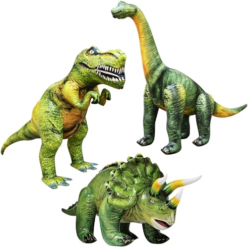 Jet Creations Dinosaur Inflatable 3Pack TRex Brachiosaurus Triceratops Over 43 Long Dinosaur Toys for Kids Jurassic Party Decor Thanksgiving Christmas Decorations - Image 1