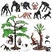 THINKBAY 16PCS Apes Monkey and Tree Toys Mini Animal Figurines Toys for Kids Include Orangutan Tamarin Lemur Chimpanzee Squirrel for School Projects Valentines Day Gifts for Kids - Image 2