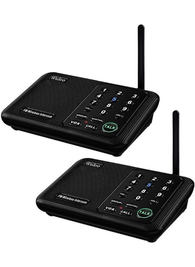 Wuloo - Wireless Intercom System for Home 1 Mile Range 10 Channel 3 Code, Intercoms Wireless for Home House Business Office, Home Communication System, Room to Room Intercom  WL666(2 Units Set Black) - Image 1