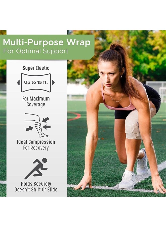 GT Premium Elastic Bandage Wrap (4" Wide, 2 Pack) - Made of Grown Organic Cotton - Hook & Loop Fasteners at Both Ends - GT Latex Free Hypoallergenic Compression Roll for Sprains & Injuries - Image 5