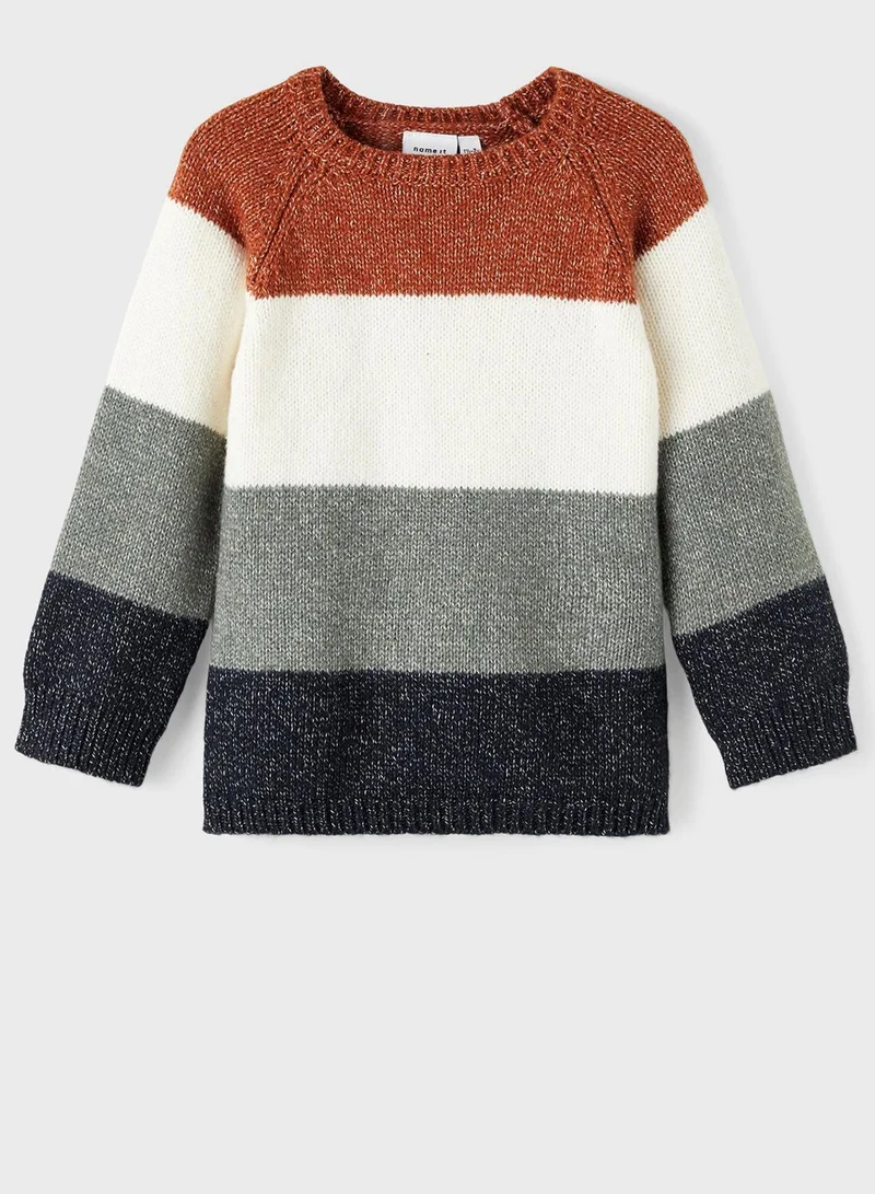 NAME IT Kids Color Block Knitted Sweater