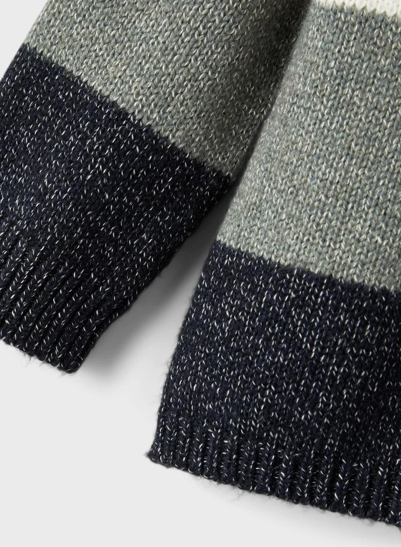 NAME IT Kids Color Block Knitted Sweater