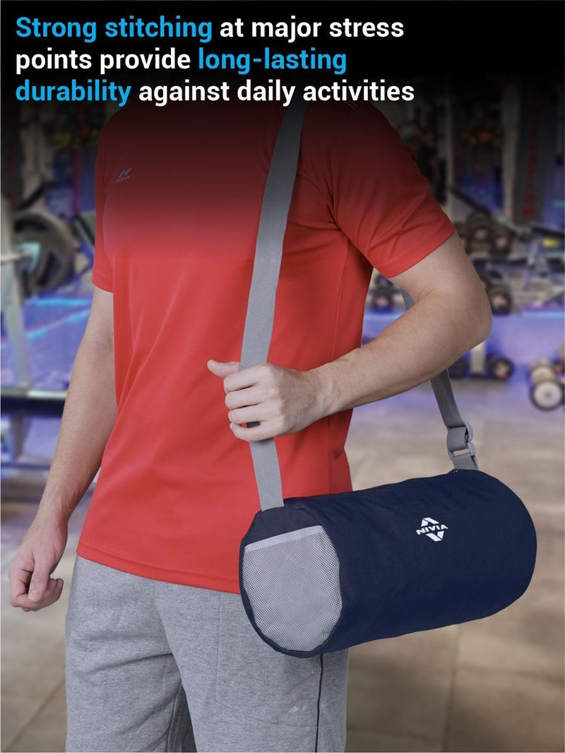 Nivia Basic Duffle Polyester Bag for Men & Women, Gym Bags, Adjustable Shoulder Strap, Side Mesh Pocket, Gym Duffle Bag (Navy/Orange),Capacity-11 litres - Image 3