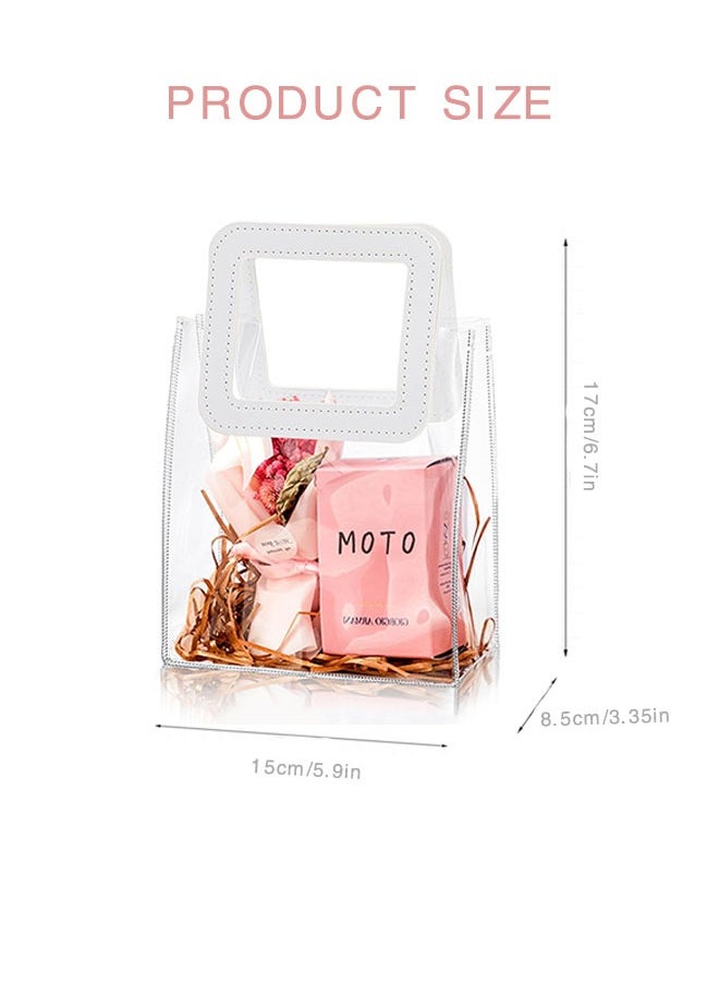 Organizer - 5 Pcs Clear Gift Bags with Handle Thank You Gift Handbags Transparent PVC Wrap Bags Reusable Heavy Duty Tote Bags for Bridal Party Baby Shower Wedding Birthday 6.69 x 3.35 x 5.9inch - Image 1