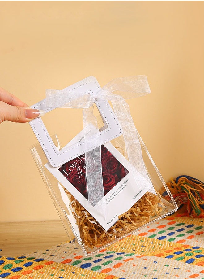 Organizer - 5 Pcs Clear Gift Bags with Handle Thank You Gift Handbags Transparent PVC Wrap Bags Reusable Heavy Duty Tote Bags for Bridal Party Baby Shower Wedding Birthday 6.69 x 3.35 x 5.9inch - Image 1