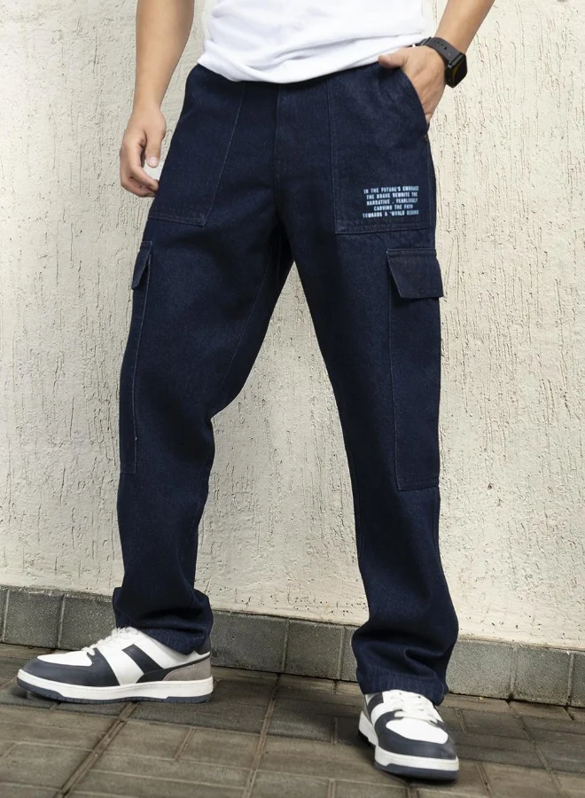 Hubberholme Men's Indigo 100% Cotton Bleached Full Length Tapered Fit Jeans
