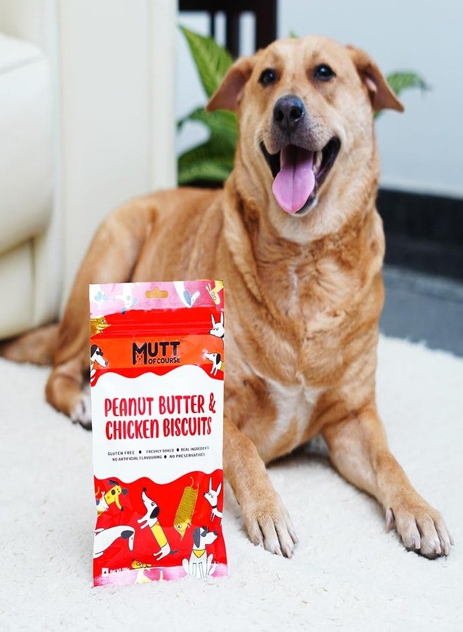 Mutt of Course بسكويت الكلاب من مات أوف كورس بزبدة الفول السوداني والدجاج | مكافأة خالية من الغلوتين للكلاب | (100 غرام) - Image 4