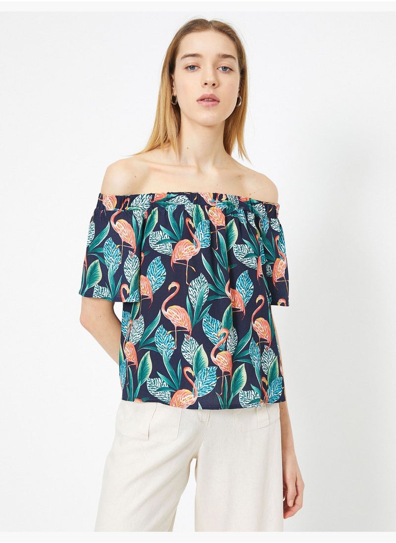 KOTON - Animal Print Short Sleeve Blouse - Image 1