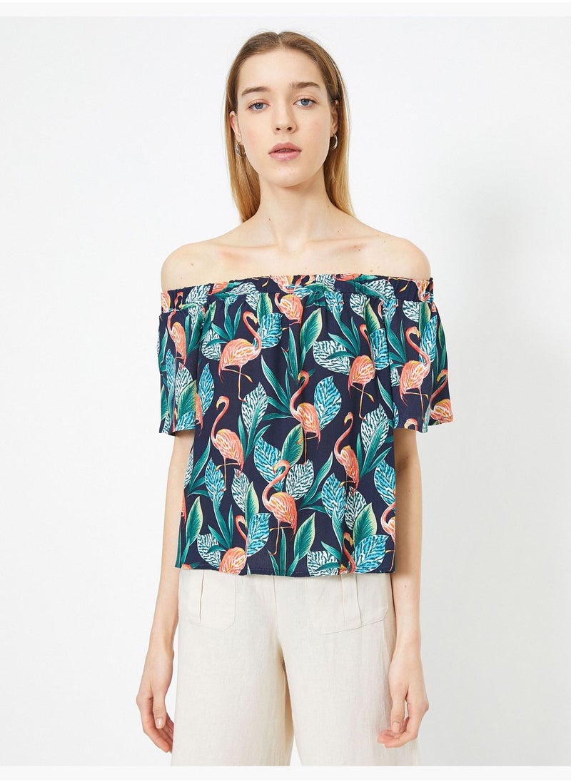 KOTON - Animal Print Short Sleeve Blouse - Image 1
